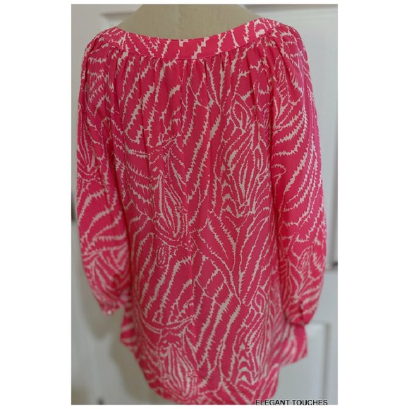Lilly Pulitzer Moxy 100% Silk Blouse S Pink White Top Show Your Stripes 48607 - Picture 5 of 11